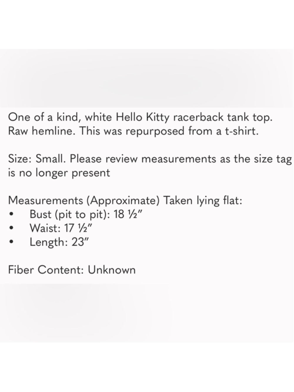 Hello Kitty Distressed Upcycled White Racerback Tank Top OS - Picture 9 of 9